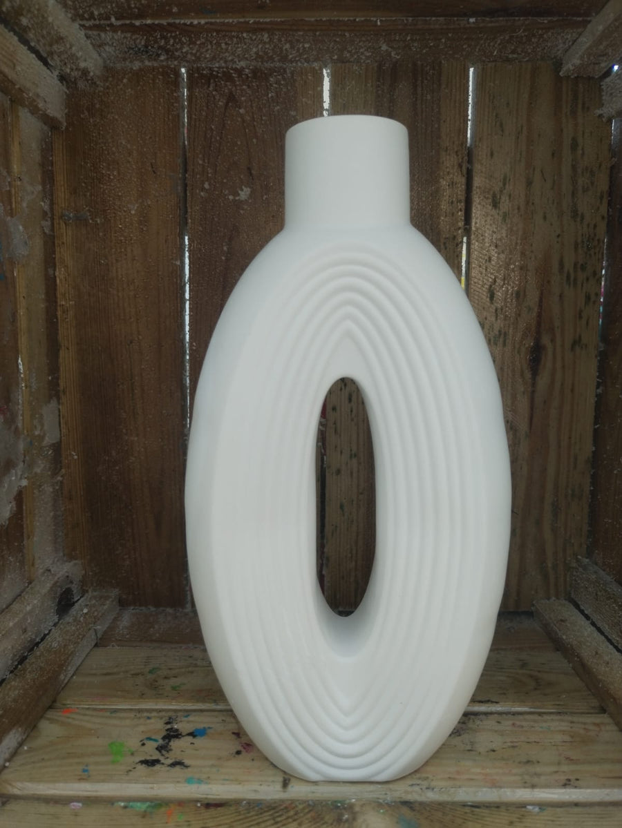 Jarrón Decorativo Oval Acanalado [LLEVAR]