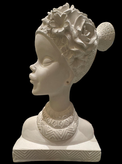 Busto Mujer Africana con Tocado Floral